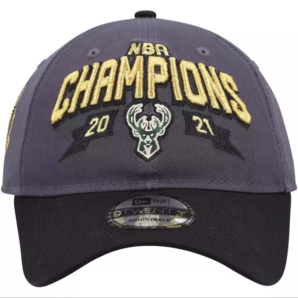 Milwaukee Bucks 2021 NBA Champions 9FIFTY Snapback Hat Cap Gray Black New Era